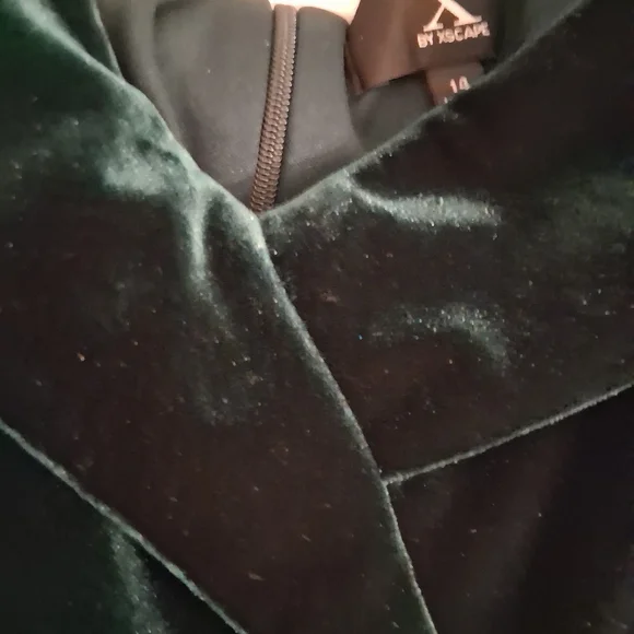 Xscape Strapless Dark Green Velvet Dress - Picture 5 of 6